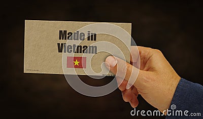 Made in Vietnam box pack in hand 3d illustration Cartoon Illustration
