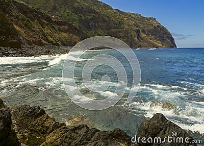 Madeira dark coast Stock Photo