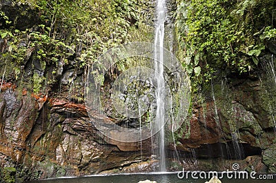 Madeira fontes falls waterfall Stock Photo