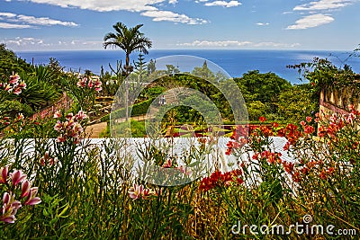 Madeira island sea view - Botanical Garden Monte, Funchal, Madeira Stock Photo