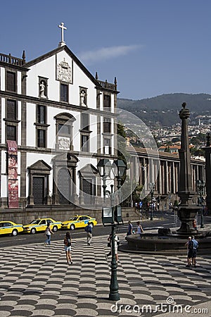 Madeira - Praca do Municipio in Funchal Editorial Stock Photo