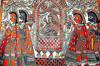 Madhubani Painting. Stock Photo