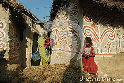 Madhubani painting in Bihar-India Editorial Stock Photo