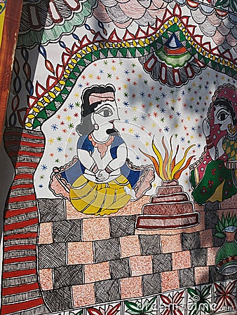 Madhubani painting popular in bihar Stock Photo