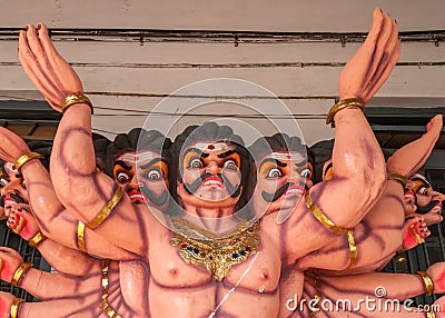 Closeup of Ravana torso processions doll, Madikeri India. Stock Photo