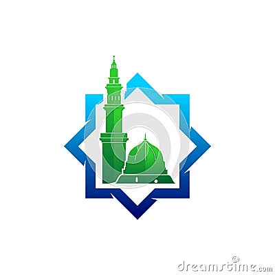 Madinah mosque vector logo Vector Illustration