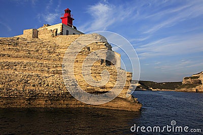 Madonetta lighthouse, entrance to Gulf of Bonifacio, Southern Co Stock Photo