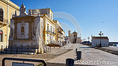 The Madonna del Canneto sanctuary and Old harbor in Gallipoli Apulia Italy Stock Photo