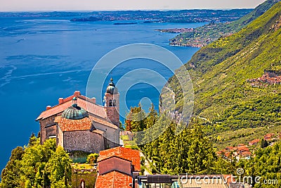 Madonna di Montecastello hermitage above Lago di Garda view from Stock Photo