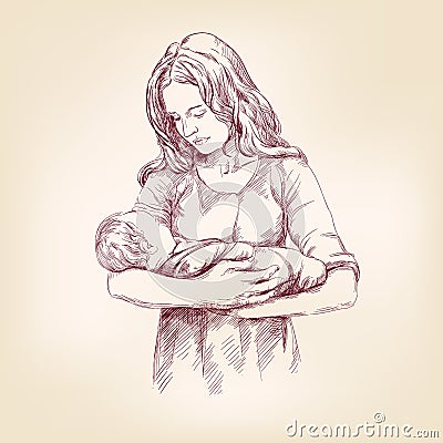 Madonna Mary holding Baby Jesus vector llustration Vector Illustration