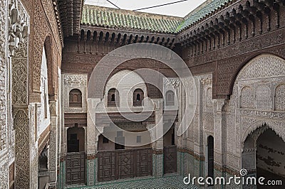 Madrasa Bou Inania interior in Meknes, Morocco Stock Photo