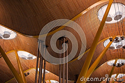 Madrid airport roof with yellows columns Editorial Stock Photo