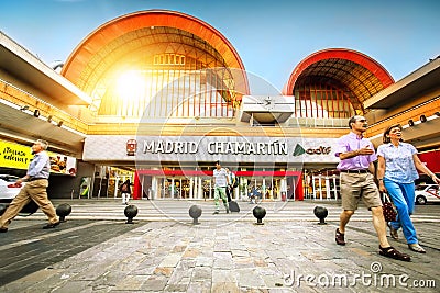 Madrid -august 3 ,2017 : Chamartin station of Spanish railroad R Editorial Stock Photo