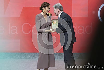 Madrid celebrates the festivity of May 2, French liberation day. Real Casa de Correos, building of the Community of Madrid Editorial Stock Photo