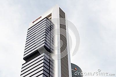 Glass skyscrapers located in the financial district of Madrid, CTBA Editorial Stock Photo