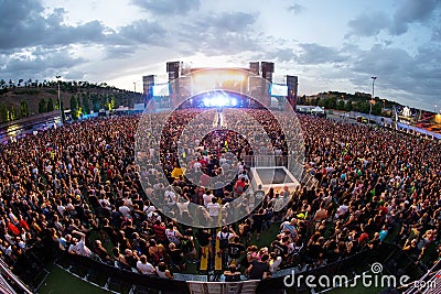 The Crowd in a concert at Download heavy metal music festival Editorial Stock Photo