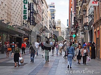 Madrid Pedestrian Mall Editorial Stock Photo