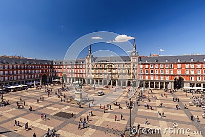 Madrid Spain city skyline at Plaza Mayor Editorial Stock Photo