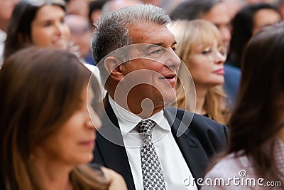 Madrid, Spain- April 18, 2023: The King and Queen of Spain deliver the national sports awards at the Palacio del Pardo. Editorial Stock Photo
