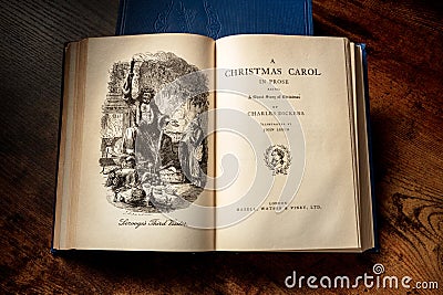 Madrid, Spain - August 11, 2021: A Christmas Carol by Charles Dickens Cartoon Illustration