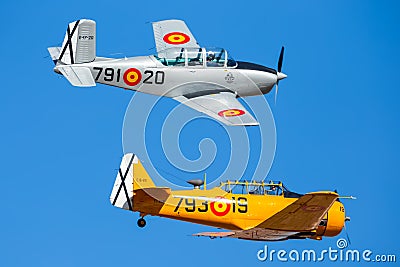 Madrid, Spain- February 5, 2023: Air show of vintage airplanes over the sky of Madrid. Editorial Stock Photo