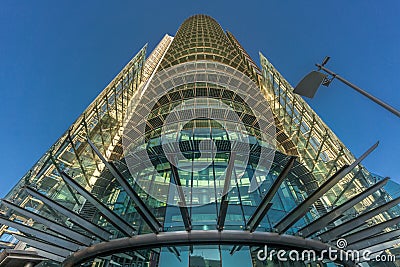 El corte ingles department store at Torre titania tower building. Editorial Stock Photo