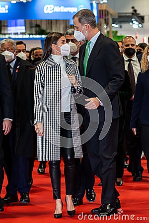 Madrid, Spain- January 19,2022: The King and Queen of Spain inaugurate FITUR Editorial Stock Photo