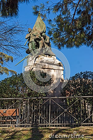 Monument to General Vara de Rey and the Heroes of Caney in City of Madrid, Spain Editorial Stock Photo