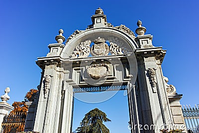 Puerta Felipe IV and Plaza Parterre in The Retiro Park in City of Madrid Editorial Stock Photo