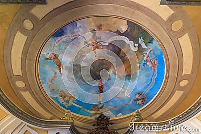 Ornate baroque Cathedral Church of the Armed Forces in Madrid, Spain Editorial Stock Photo