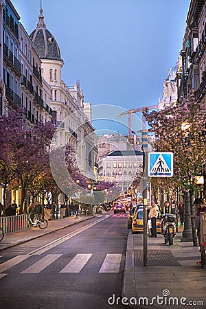 Vertical view of the streets of the center of Madrid Editorial Stock Photo