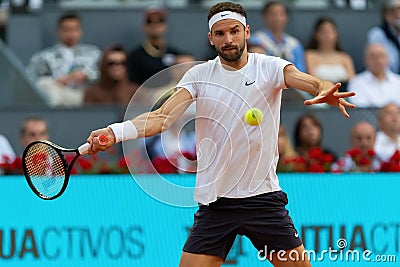 Madrid, Spain- May 1, 2023: Tennis match between Carlos Alcaraz and Grigor Dimitrov. Editorial Stock Photo