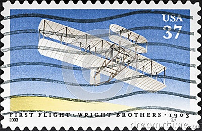 First flight of the first airplane by the Wright brothers, 1903-2003, 100th anniversary Editorial Stock Photo