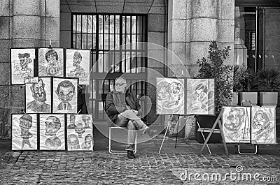 the cartoonist in the street Editorial Stock Photo