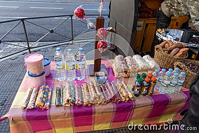 Madrid, Spain - November 12,2017: Snack vendor on street Editorial Stock Photo