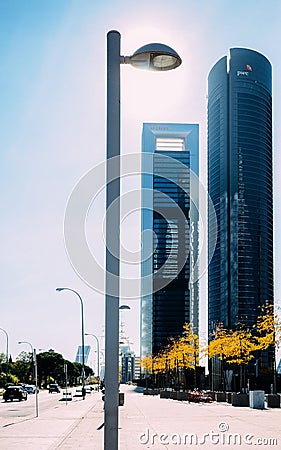 Four Towers or Cuatro Torres financial district in Madrid, Spain Editorial Stock Photo
