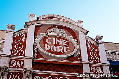 Facade of Cine Dore in Lavapies quarter in Madrid Editorial Stock Photo