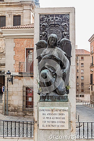 MADRID, SPAIN - OCTOBER 22, 2017: Memorial of the victims of the assassination attempt on Alfonso XIII in Madri Editorial Stock Photo