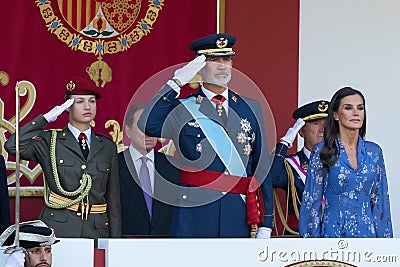 Madrid, Spain- October 12, 2023: Military parade in Madrid to celebrate Hispanic Day. Editorial Stock Photo