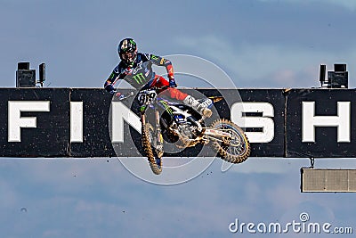 Madrid, Spain- October 16, 2021: MXGP Motocross Spanish Championship. Motorcycle circuit. Motocross competition Editorial Stock Photo