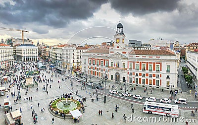 La Puerta del Sol from Above Editorial Stock Photo