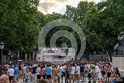 2023 07 01 Madrid, Spain. Pride Parade, This is the climax of the Madrid Pride, the biggest pride parade in Europe. RTVE area Editorial Stock Photo
