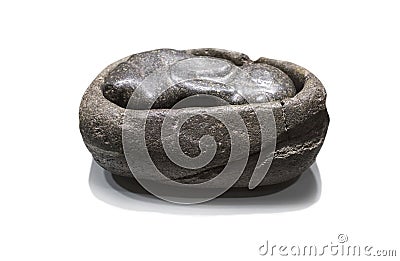 Stone sculpture depicting a fetus within an uterus, Inca Culture Editorial Stock Photo
