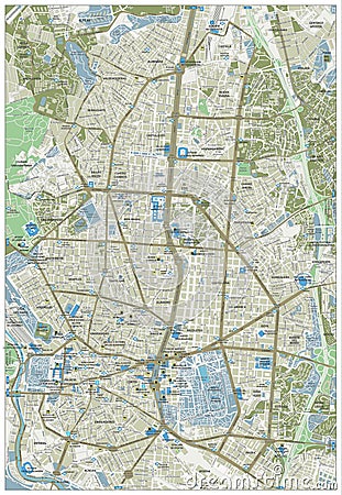 Madrid Street Map Vector Illustration