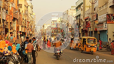 Madurai / India - January 2016: Busy street in India. Editorial Stock Photo