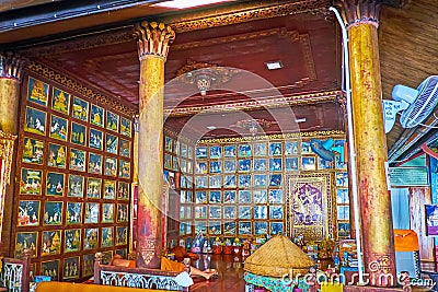 The glass paintings of Tales of Previous lives of Buddha, Wat Chong Klang Temple, on May 6 in Mae Hong Son, Thailand Editorial Stock Photo