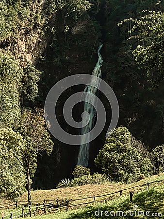 Mae Surin Waterfall flowing down from the high cliff, Khun Yuam District, Mae Hong Son, northern Thailand Stock Photo