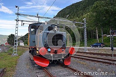 Mael vintage historical railway station . railway ferry service on Lake Tinn Editorial Stock Photo