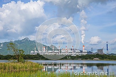 Maemoh coal power plant on working with sulfur smoke Editorial Stock Photo