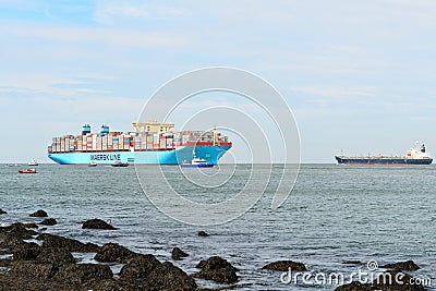 Maersk Mc-Kinney moller container ship Editorial Stock Photo